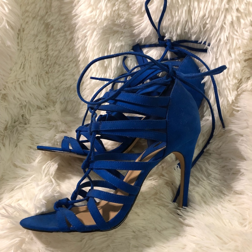 Never worn ! Cobalt blue strappy heel